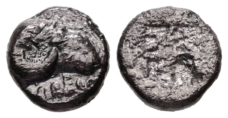 Troas, Kebren. AR Obol, 0.93 g 9.27 mm. 5th century BC.
Obv: KEBREN, Head of ram...