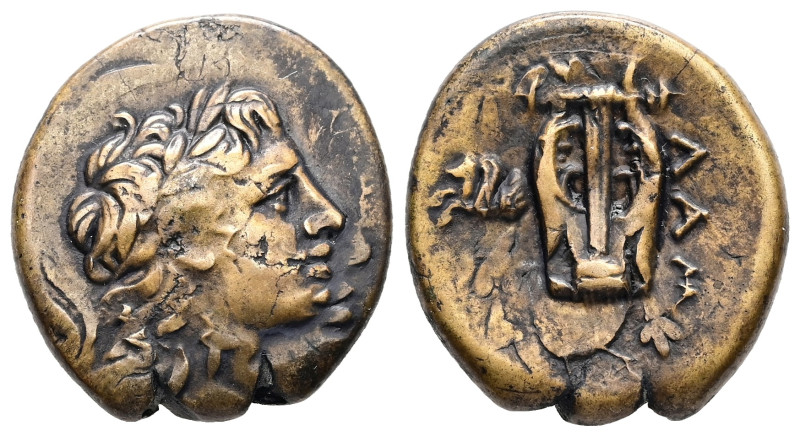 Mysia, Lampsakos. AE. 7.08 g. - 21.64 mm. ca. 2nd-1st century BC.
Obv.: Laureate...