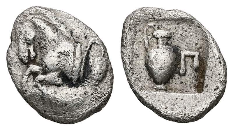 Mysia, Prokonnesos. AR Obol, 0.55 g 11.28 mm. Circa 400-280 BC. 
Obv: Forepart o...