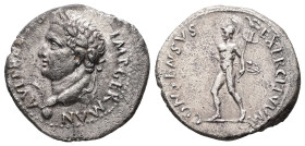 Vitellius, January - June AD 69. AR, Denarius. 3.33 g. 18.95 mm. Tarraco(?).
Obv: A VIT[ELLIVS] IMP GERMAN. Head of Vitellius, laureate, left; globe a...
