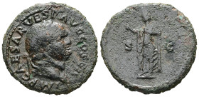 Vespasian, AD 69-79. AE, As. 11.68 g. 28.77 mm. Rome.
Obv: IMP CAESAR VESP AVG COS V CENS. Head of Vespasian, laureate, right.
Rev: S C. Spes, draped,...