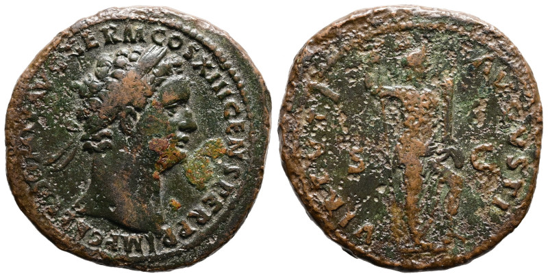 Domitian, AD 81-96. AE, As. 9.54 g. 27.89 mm. Rome.
Obv: IMP CAES DOMIT AVG GERM...