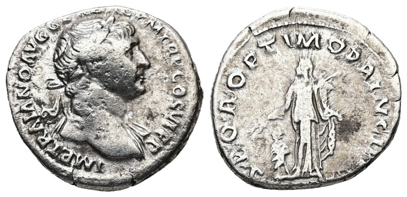 Trajan, 98-117 AD. AR, Denarius. 2.90 g. 19.16 mm. Rome.