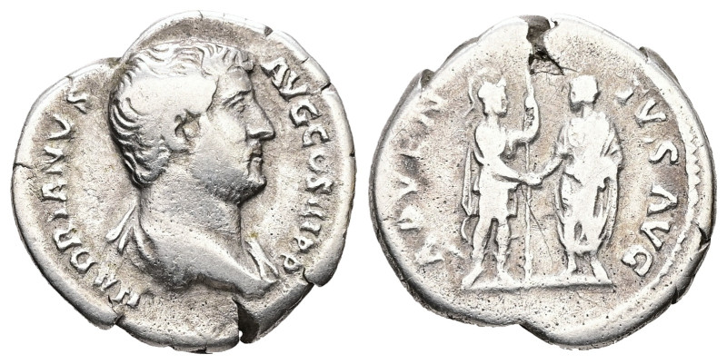 Hadrian, AD 117-138. AR, Denarius. 2.80 g. 18.24 mm. Rome.
Obv: HADRIANVS AVG CO...