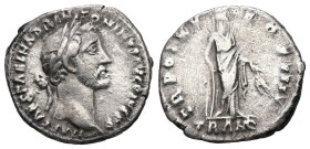 Antoninus Pius, AD 138-161. AR, Denarius. 2.89 g. 17.58 mm. Rome.
Obv: IMP CAES T AEL HADR ANTONINVS AVG PIVS P P. Head of Antoninus Pius, laureate, r...