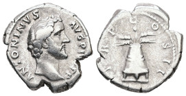 Antoninus Pius, AD 138-161. AR, Denarius. 3.86 g. 18.73 mm. Rome.
Obv: ANTONINVS AVG PIVS P P. Head of Antoninus Pius, bare, right.
Rev: TR P COS II. ...