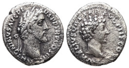 Antoninus Pius with Marcus Aurelius as Caesar, 138-161 AD. AR, Denarius. 2.40 g. 17.39 mm. Rome.
Obv: Head of Antoninus Pius, laureate, right.
Rev: Bu...
