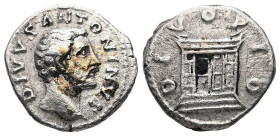 Divus Antoninus Pius, Died 161 AD. AR, Denarius. 2.96 g. 17.86 mm. Rome. Under Marcus Aurelius and Lucius Verus, AD 161-162.
Obv: DIVVS ANTONINVS. Hea...