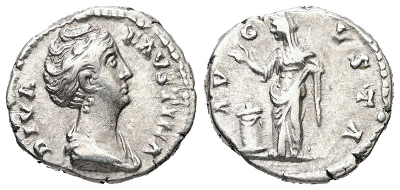 Diva Faustina, AD 140/1 Died. AR, Denarius. 3.35 g. 17.31 mm. Rome.
Obv: DIVA FA...