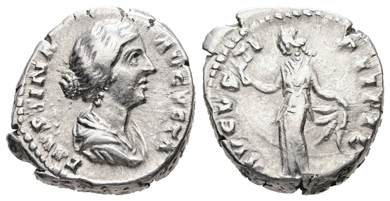 Faustina II, AD 147-175. AR, Denarius. 3.63 g. 18.17 mm. Rome.
Obv: FAVSTINA AVG...