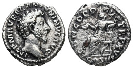 Marcus Aurelius, AD 161-180. AR, Denarius. 2.56 g. 17.46 mm. Rome.
Obv: IMP M AVREL ANTONINVS AVG. Head of Marcus Aurelius, laureate, right.
Rev: CONC...