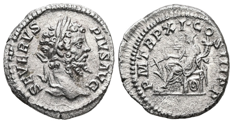 Septimius Severus, AD 193-211. AR, Denarius. 3.02 g. 18.78 mm. Rome.
Obv: SEVERV...