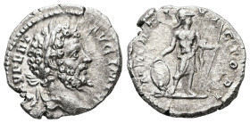 Septimius Severus, AD 193-211. AR, Denarius. 2.63 g. 17.79 mm. Laodicea ad Mare.
Obv: L SEPT SEV PERT AVG IMP X. Head of Septimius Severus, laureate, ...