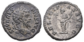 Septimius Severus, AD 193-211. AR, Denarius. 3.23 g. 18.13 mm. Rome.
Obv: SEVERVS PIVS AVG. Head of Septimius Severus, laureate, right.
Rev: FELICITAS...