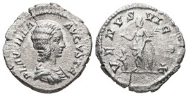 Plautilla, AD 202-205. AR, Denarius. 2.61 g. 19.28 mm. Rome.
Obv: PLAVTILLA AVGVSTA. Bust of Plautilla, hair firmly waved and drawn down on neck, drap...