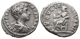 Geta as Caesar, AD 198-209. AR, Denarius. 3.04 g. 19.14 mm. Rome.
Obv: P SEPT GETA CAES PONT. Bust of Geta, bare-headed, draped, right.
Rev: SECVRIT I...