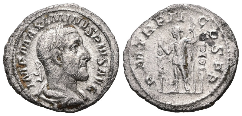 Maximinus Thrax, 235-238 AD. AR, Denarius. 2.46 g. 19.02 mm. Rome.
Obv: IMP MAXI...