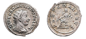 Gordian III, AD 238-244. AR, Antoninianus. 5.36 g. 22.20 mm. Antioch.
Obv: IMP GORDIANVS PIVS FEL AVG. Bust of Gordian III, radiate, draped, cuirassed...
