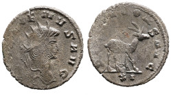 Gallienus, AD 253-268. AE, Antoninianus. 2.88 g. 20.73 mm. Rome. 
Obv: GALLIENVS AVG. Head of Gallienus, radiate, right.
Rev: DIANAE CONS AVG, XI. Sta...