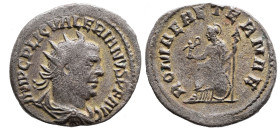 Valerian I, AD 253-260. Antoninianus. 3.50 g. 22.10 mm. Rome.
Obv: IMP C P LIC VALERIANVS AVG. Bust of Valerian, radiate, draped, right.
Rev: ROMAE AE...