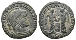 Constantine I ‘The Great’, AD 307-337. AE, Follis. 2.57 g. 18.81 mm. Siscia.
Obv: IMP CONSTANTINVS P F AVG. Bust of Constantine I, laureate, helmeted,...