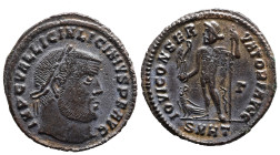 Licinius I, 308-324 AD. AE, Follis. 3.74 g. 23.88 mm. Heraclea.
Obv: IMP C VAL LICIN LICINIVS P F AVG. Head of Licinius, laureate, right.
Rev: IOVI CO...