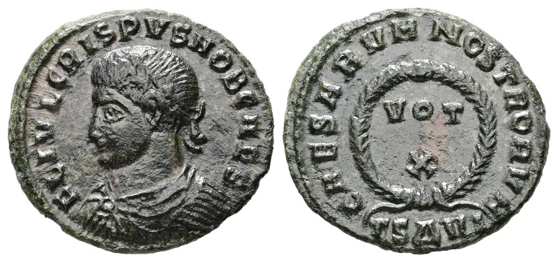 Crispus as Caesar, AD 316-326. AE, Follis. 2.59 g. 19.02 mm. Thessalonica.
Obv: ...