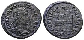 Constantine II as Caesar, AD 316-337. AE, Follis. 3.09 g. 20.21 mm. Nicomedia.
Obv: CONSTANTINVS IVN NOB C. Bust of Constantine II, laureate, draped, ...