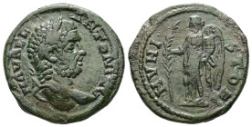 Macedonia, Stobi. Caracalla, AD 198-217. AE. 6.57 g. 24.07 mm.
Obv.: M AVREL ANTONINV. Bust of Caracalla, right, laureate.
Rev.: MVNI STOB. Nike sta...