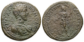 Moesia, Marcianopolis. Commodus, AD 177-192. AE. 11.01 g. 28.48 mm. Caecilius Maternus (legatus Augusti pro praetore).
Obv: ΑΥ ΚΑΙ Λ ΑΥ ΚΟΜΟΔΟϹ. Bare-...