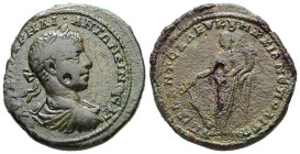 Moesia, Marcianopolis. Caracalla, AD 198-217. AE. 9.77 g. 26.76 mm. Iulius Antonius Seleukos (legatus Augusti pro praetore).
Obv: ΑΥΤ Μ ΑΡΗΛΙ ΑΝΤΩΝΕΙΝ...