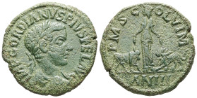 Moesia, Viminacium. Gordian III, AD 241/2. AE. 19.14 g. 31.14 mm.
Obv: IMP CAES M ANT GORDIANVS AVG. Laureate, draped and cuirassed bust of Gordian II...