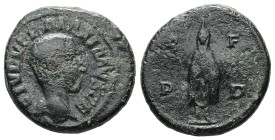 Thrace, Deultum. Maximus as Caesar, AD 235/6-238. AE. 4.68 g. 19.49 mm.
Obv: C IVL VER MAXIMVS CE. Bare head of Maximus, right
Rev: C F P D. Telesphor...