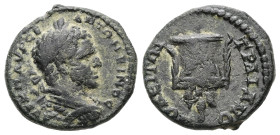 Thrace, Traianopolis. Caracalla, AD 198-217. AE. 2.98 g. 16.28 mm.
Obv: AVT K M AVΡ CE ANTΩNEINOC. Laureate, draped, cuirassed bust of Caracalla, righ...