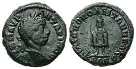 Thrace, Philippopolis. Elagabalus, AD 218-222. AE. 4.02 g. 18.61 mm.
Obv: ΑΥΤ Κ Μ ΑΥΡ ΑΝΤΩΝΕΙΝΟϹ. Laureate head of Elagabalus, right.
Rev: ΦΙΛΙΠΠΟΠΟΛΕ...