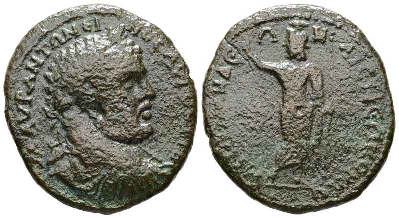 Bithynia, Nicomedia. Caracalla, AD 197-217. AE. 13.16 g. 30.84 mm.
Obv: [AY K M]...