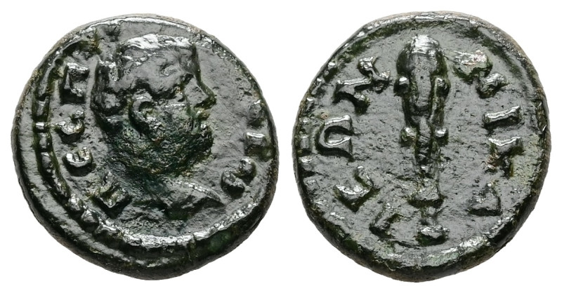 Bithynia, Nicaea. Geta as Caesar, AD 209-212. AE. 1.60 g. 13.66 mm.
Obv.: Π CEΠ...