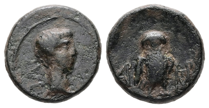 Troas, Ilium. Augustus, 27 BC-AD 14. AE. 2.38 g. 13.48 mm.
Obv: ΙΛΙ. Bare head o...