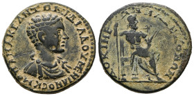 Phrygia, Docimeum. Diadumenian, AD 217-218. AE. 10.55 g. 27.85 mm.
Obv: M OΠEΛ MAKΡ ANTΩNEI ΔIAΔOYMENIANOC K. Bare-headed, draped bust of Diadumenian,...