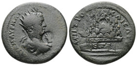 Cappadocia, Caesarea. Elagabalus, AD 218-222. AE. 12.18 g. 28.50 mm. Dated RY 2 (219/20).
Obv: [ΑΥ Κ Μ] ΑΥΡΗΛΙ [ΑΝΤⲰΝƐΙΝΟϹ]. Radiate, draped and cuira...