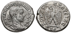 Syria, Antioch. Philip I, AD 244-249. AR, Tetradrachm. 11.71 g. 26.36 mm.
Obv: ΑΥΤΟΚ Κ Μ ΙΟΥΛ ΦΙΛΙΠΠΟϹ ϹΕΒ. Laureate, draped and cuirassed bust of Phi...