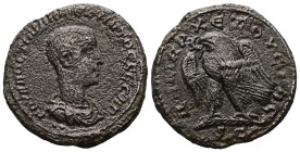 Syria, Antioch. Hostilian as Caesar, reign of Trajan Decius, AD 249-251. BL, Tetradrachm. 10.54 g. 26.02 mm.
Obv.: Γ ΟΥΑΛ ΟϹΤΙΛΙΑΝ ΜΕ ΚΥΙΝΤΟϹ ΚΕϹΑΡ. B...