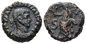 Egypt, Alexandria. Diocletian, AD 289/0. Debased silver. 7.04 g. 17.70 mm.
Obv.: Α Κ Γ ΟΥΑ ΔΙΟΚΛΗΤΙΑΝΟϹ ϹΕΒ. Laureate and cuirassed bust of Diocletian...