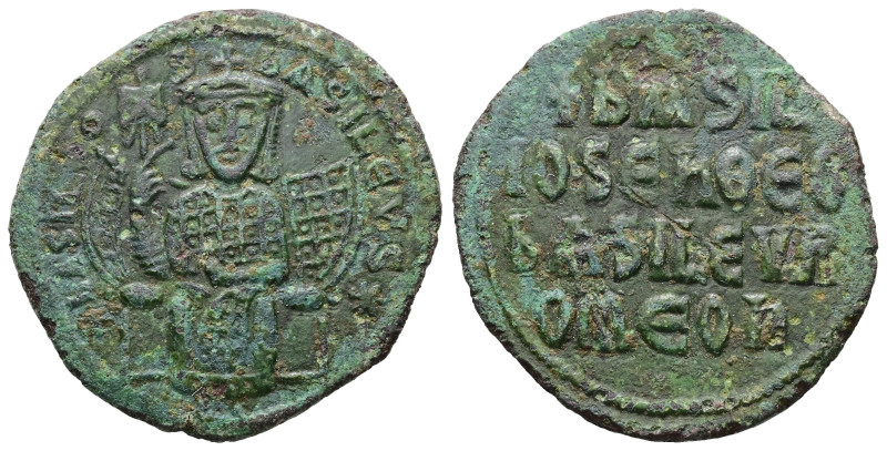 Basil I the Macedonian, 867-886 AD. AE, Follis. 6.61 g. 27.33 mm. Constantinople...