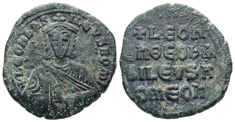 Leo VI the Wise, AD 886-912. AE, Follis. 8.82 g. 27.18 mm. Constantinople.
Obv: ...