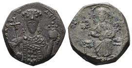 Alexius I Comnenus, AD 1081-1118. Tetarteron. AE, Tetarteron. 3.65 g. 18.38 mm. Constantinople.
Obv: I[C]- [X]C to left and right of Christ, nimbate, ...