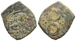 Theodore II Ducas-Lascaris, emperor of Nicaea, AD 1254-1258. AE, Tetarteron. 2.67 g. 21.52 mm. Magnesia.
Obv: Emperor seated facing, holding sceptre a...