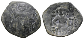 Empire of Nicaea. John III Ducas Vatatzes, AD 1222-1254. AE, Trachy. 2.85 g. 27.80 mm. Magnesia.
Obv: St. George, standing facing, retrograde B to rig...