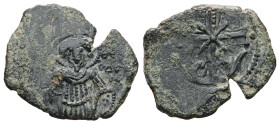 Empire of Nicaea. Anonymous. AD 1204-1261. AE, Tetarteron. 2.00 g. 19.63 mm. Magnesia.
Obv: Cross, floriated, on base of flowers and leaves.
Rev: St. ...