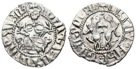 Armania. Levon I, AD 1198-1219. AR, Tram. 2.70 g. 22.27 mm.
Obv: ԼԵԻՈՆ ԹԱԳԱԻՈՐ ՀԱՅՈՑ. (Translation: Levon King of the Armenians). King seated on thron...